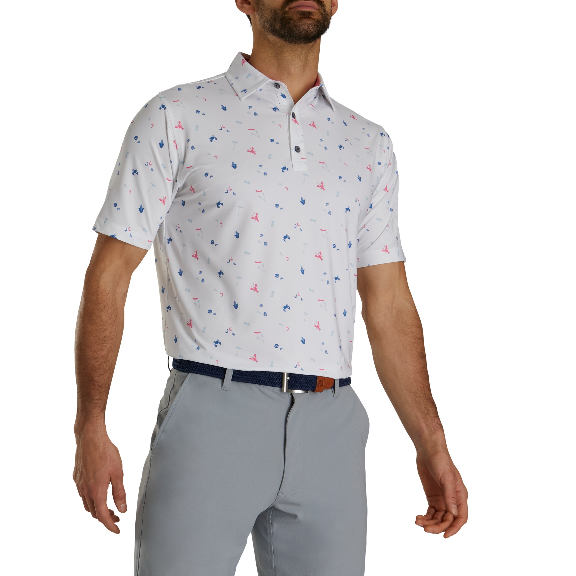 Clam Bake Print Lisle Self Collar-Previous Season Style