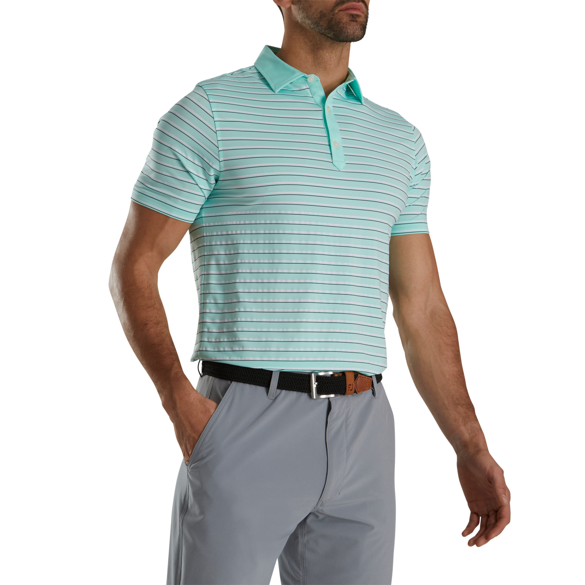 Athletic Fit Multi-Stripe Lisle Self Collar-Previous Season Style