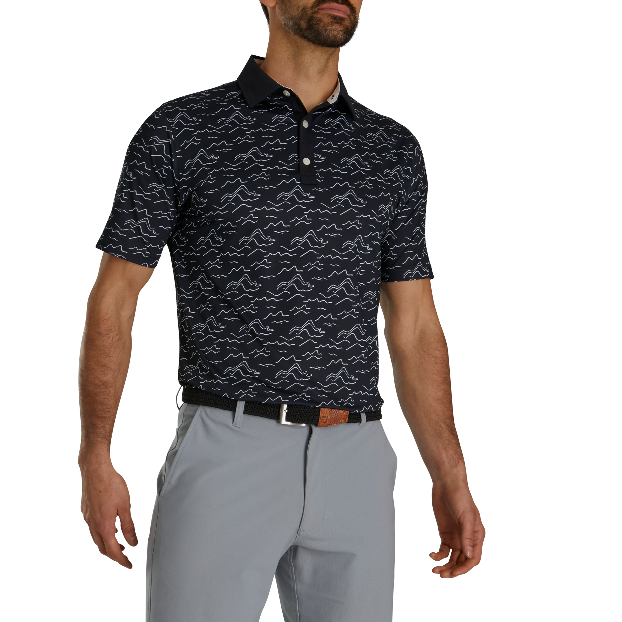 Wave Print Lisle Self Collar-Previous Season Style