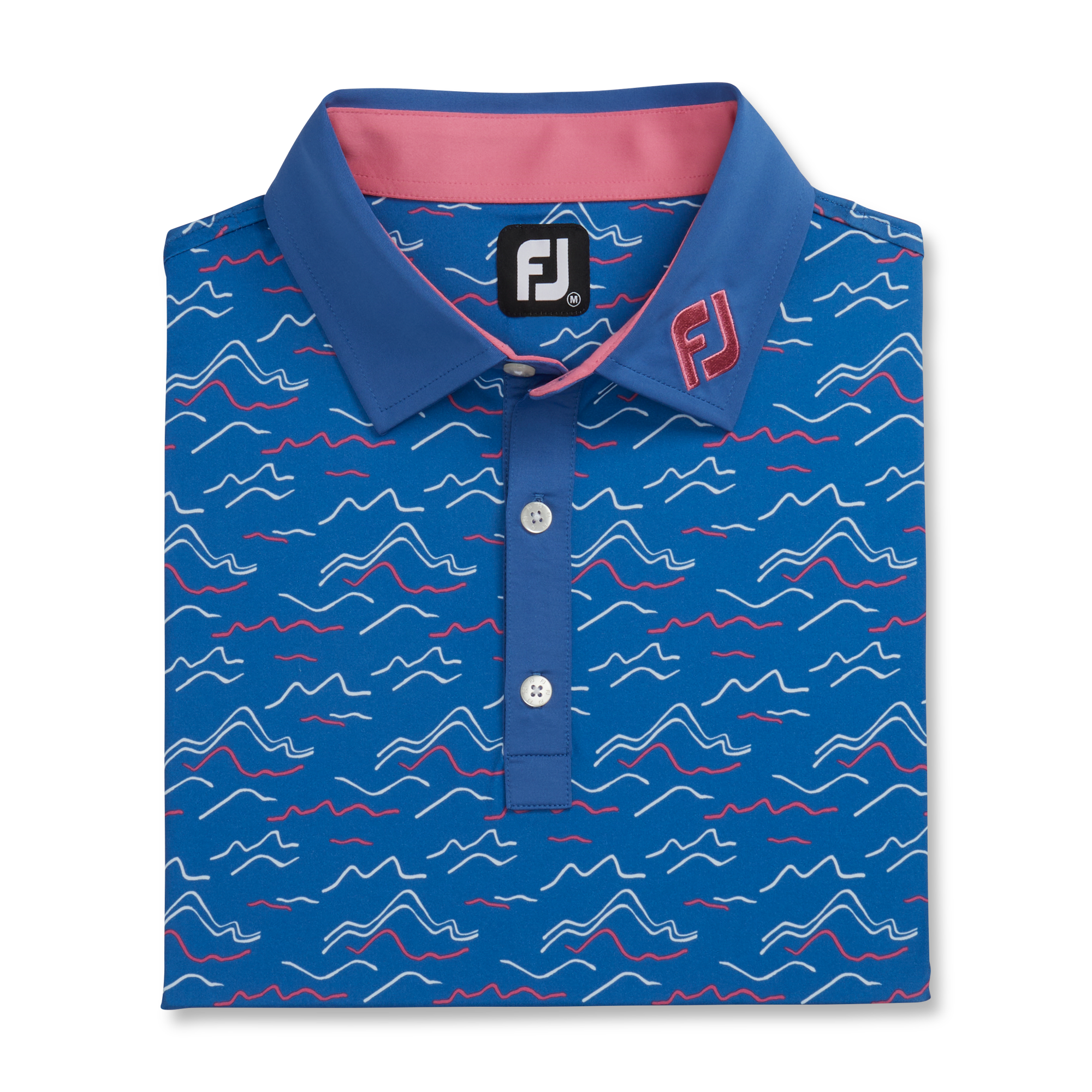 Wave Print Lisle Self Collar - FJ Tour Collar-Previous Season Style