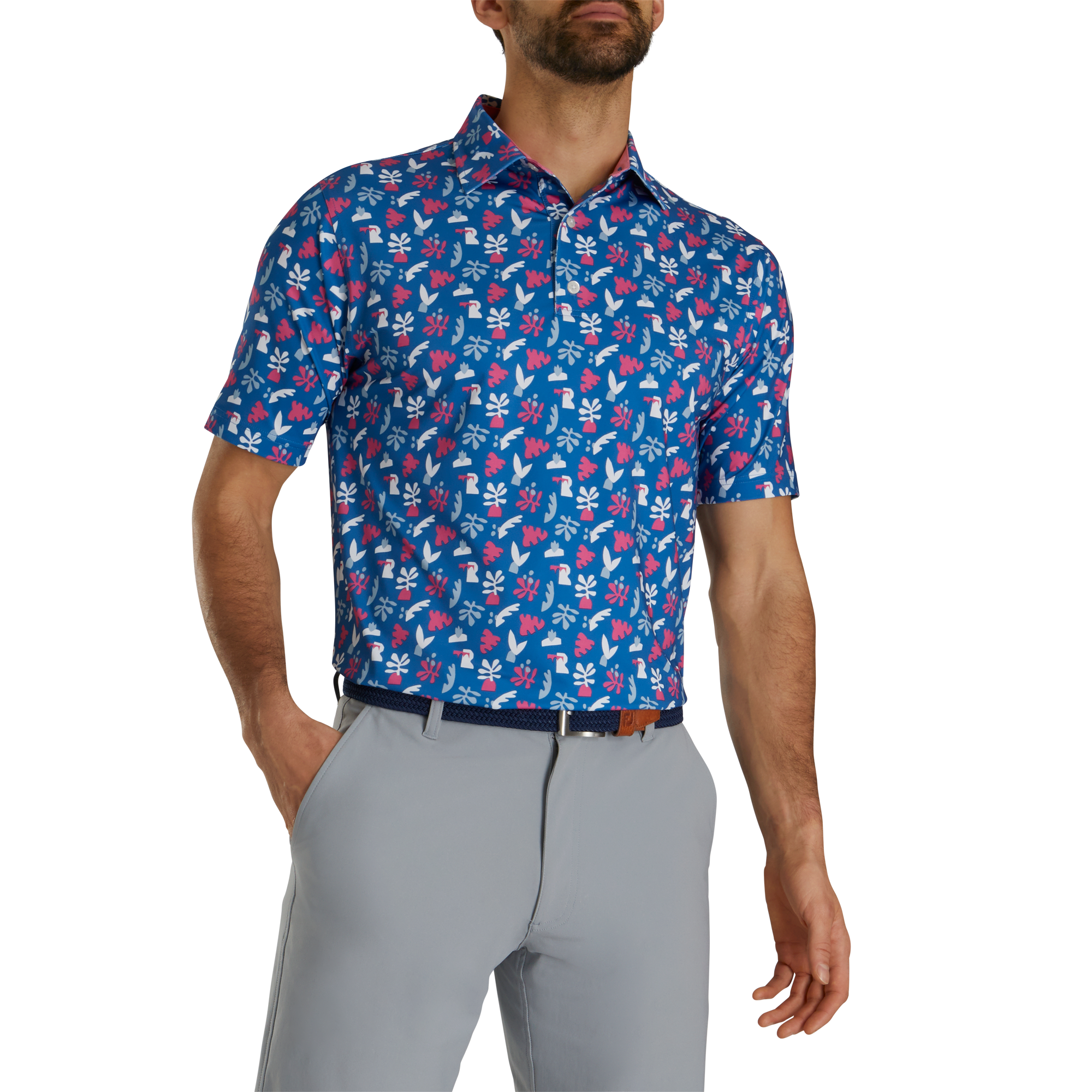 Jungle Leaves Lisle Self Collar-Previous Season Style