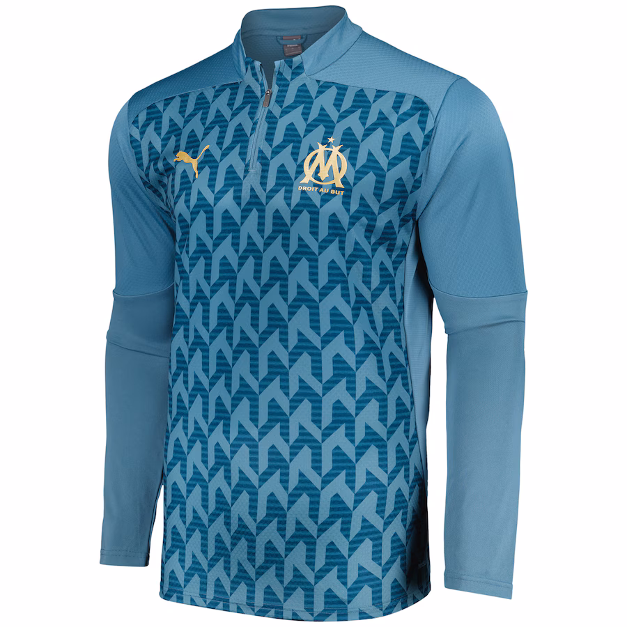 Olympique de Marseille Puma Pre Match 1/4 Zip - Blue