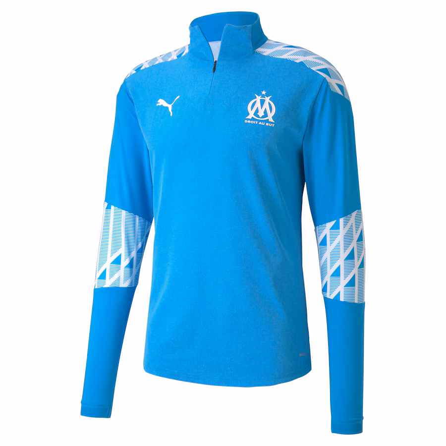 Olympique de Marseille Stadium 1/4 Zip Top - Sky Blue