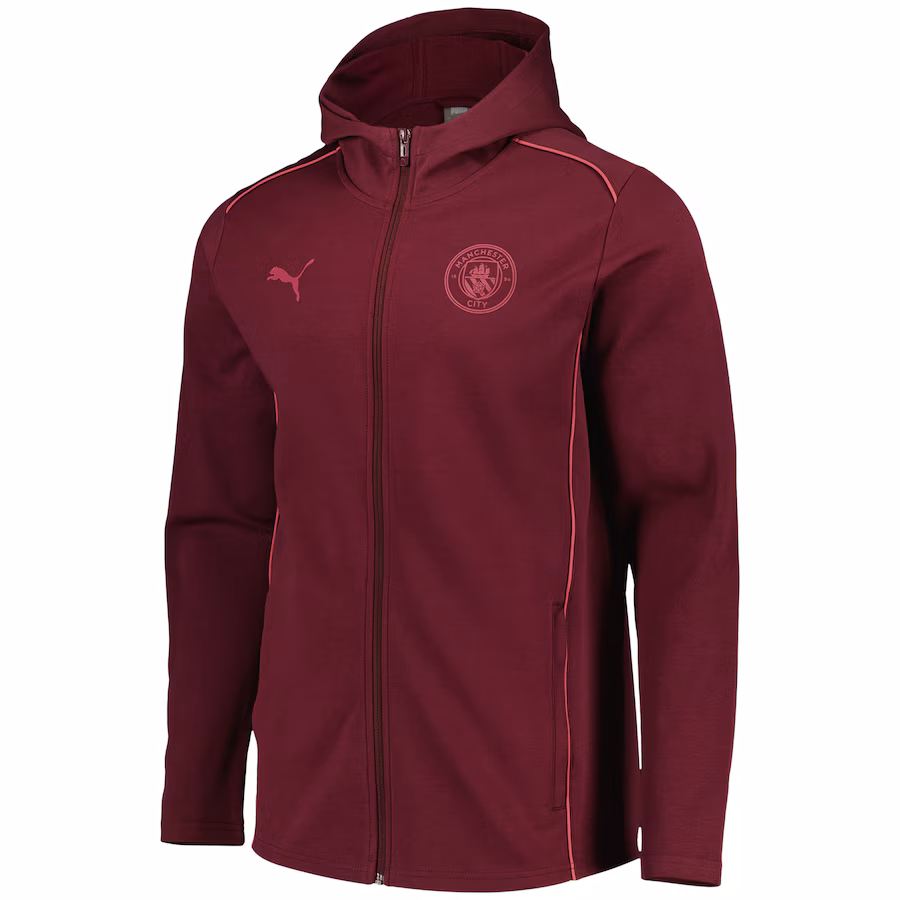 Manchester City PUMA Casuals Hoody Jacket - Dark Red