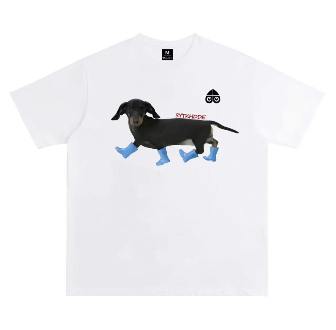 Pure cotton outdoor leisure white trendy puppy short sleeves