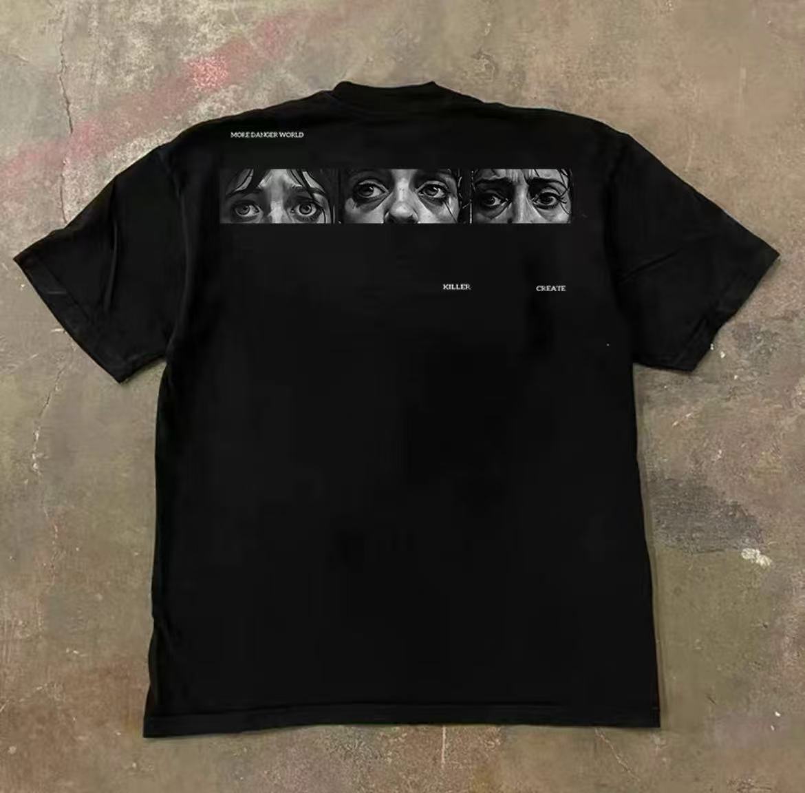 Pure cotton outdoor leisure black trendy short sleeves