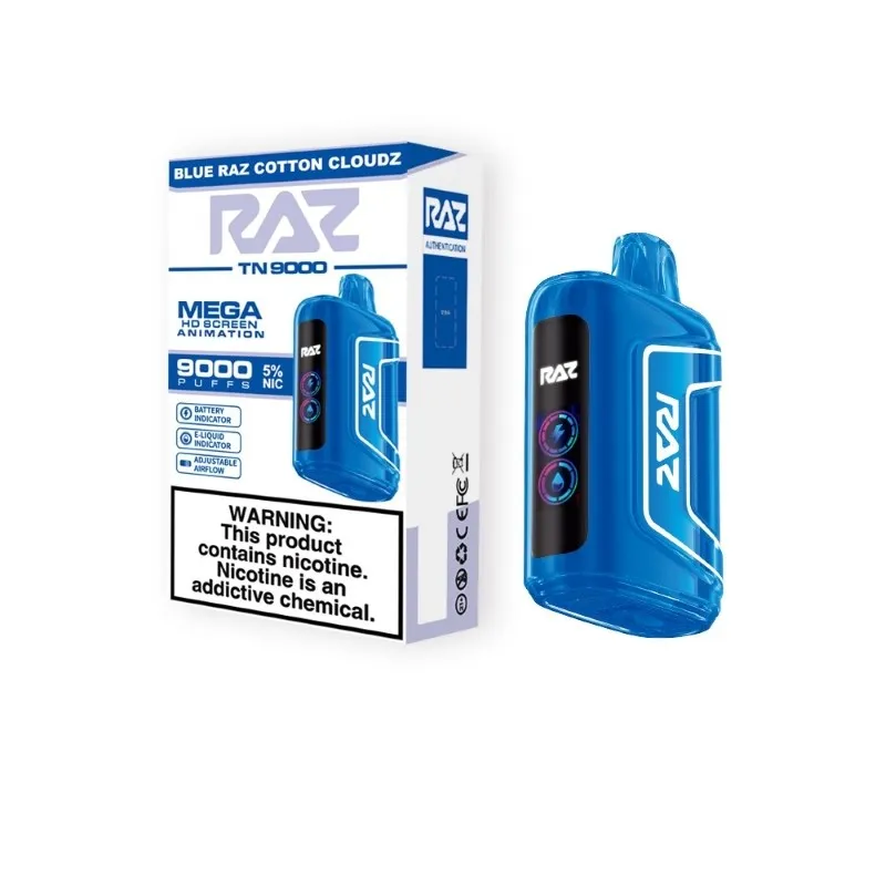 Blue Razz Cotton Candy - RAZ Vape TN9000 9000 Puffs Disposable - razvaper