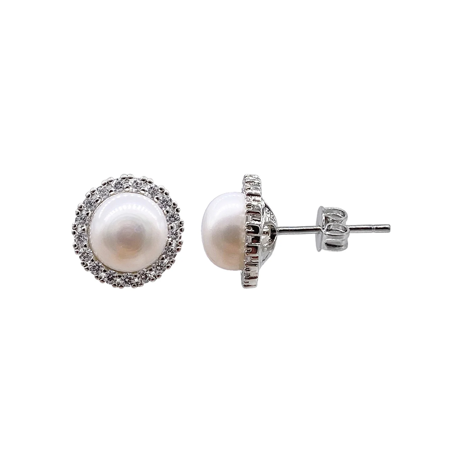 Halo Freshwater Pearl Crystal Studs