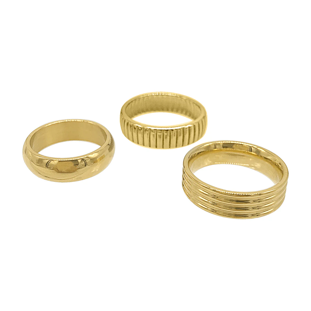 Tarnish Resistant Wide Stacking Band Set