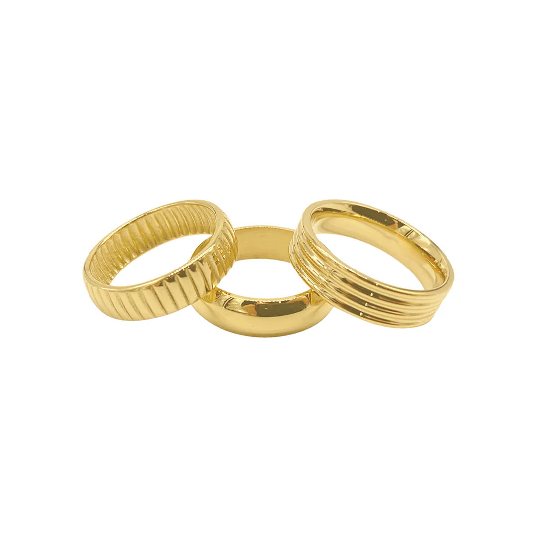 Tarnish Resistant Wide Stacking Band Set