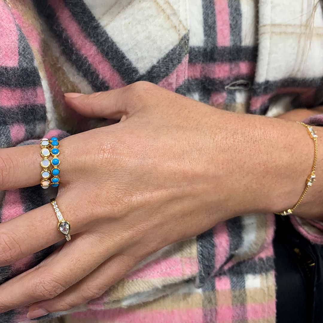 4mm Bezeled Turquoisette Eternity Band Ring