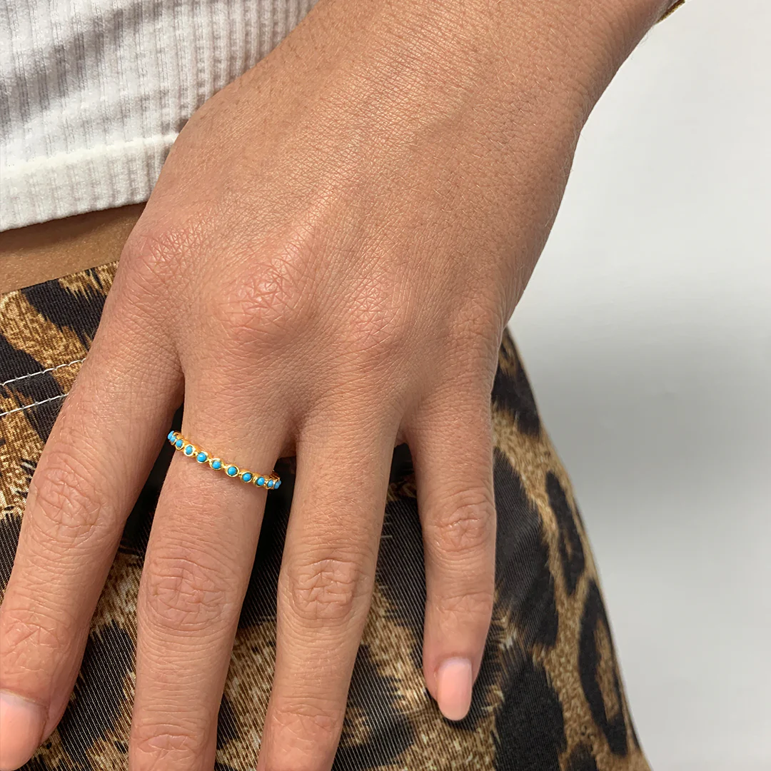2mm Bezeled Turquoisette Eternity Band Ring