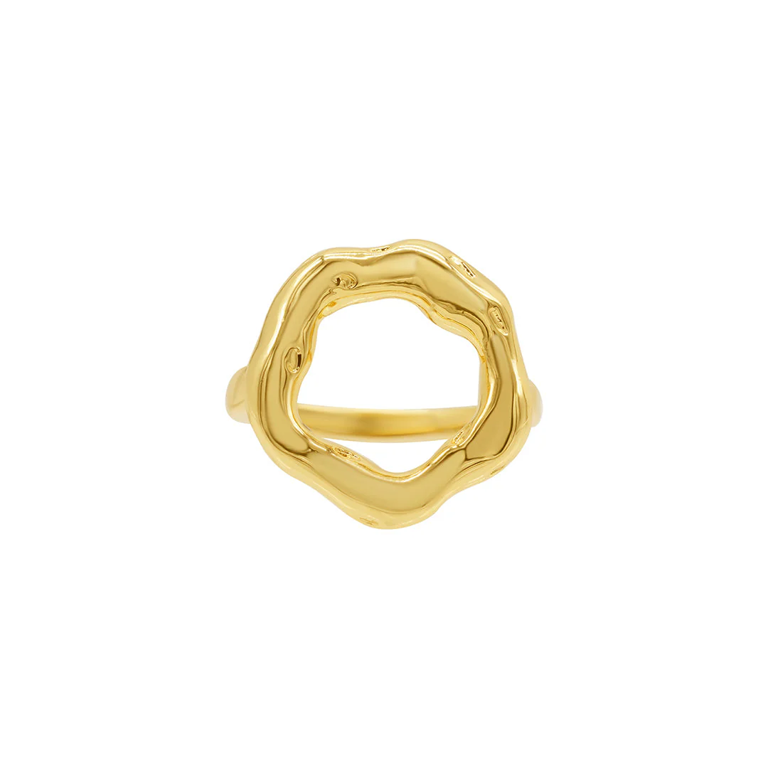 Tarnish Resistant Open Circle Hammered Ring