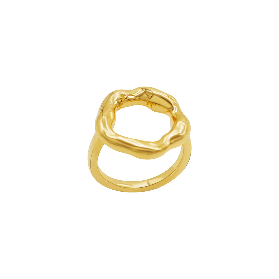 Tarnish Resistant Open Circle Hammered Ring