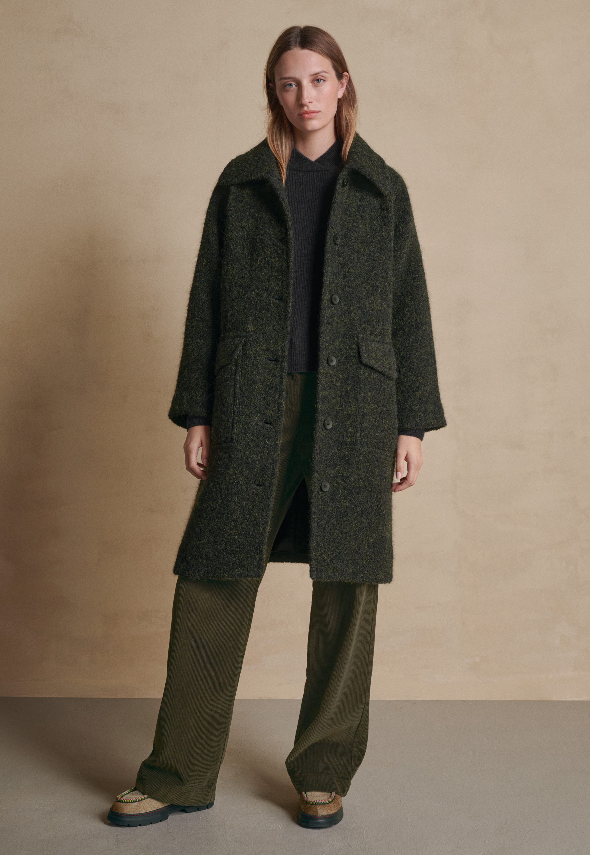 Alpaca & wool raglan-sleeve coat