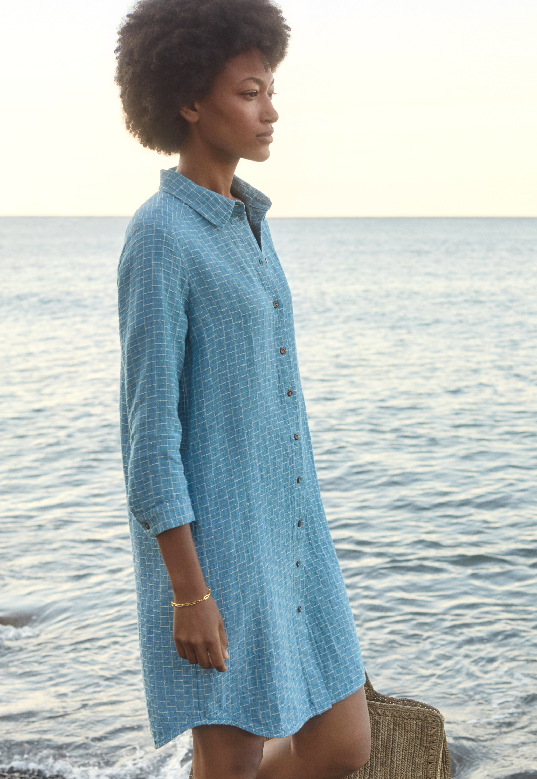 Checked linen shirtdress