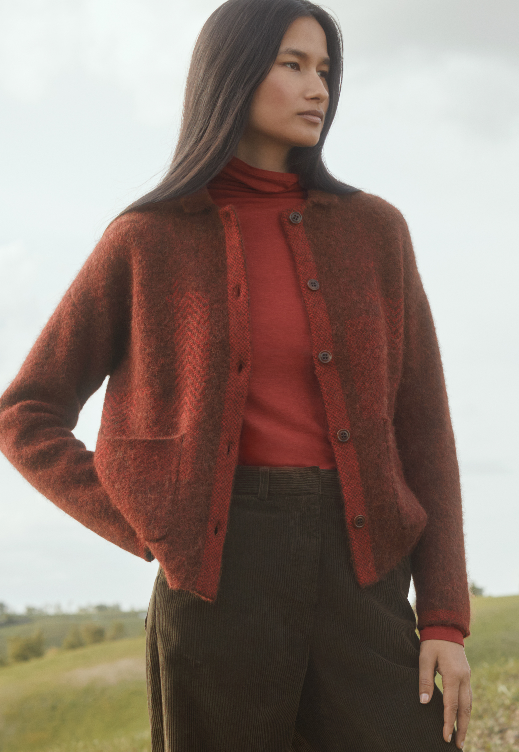 Alpaca and cotton jacquard jacket