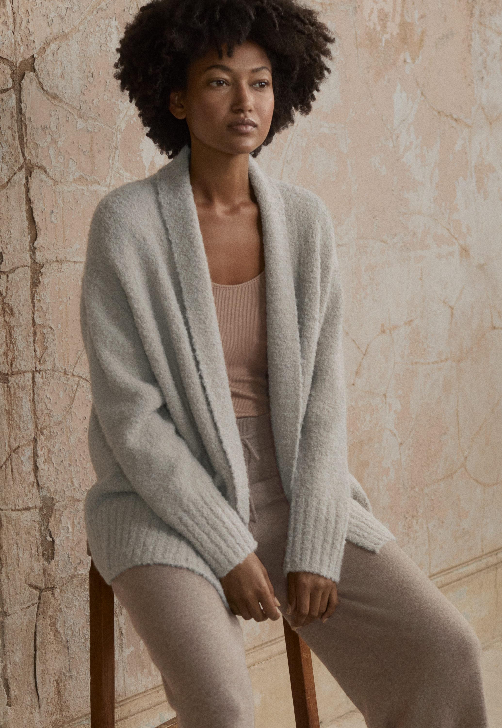 Alpaca & wool bouclé knitted jacket
