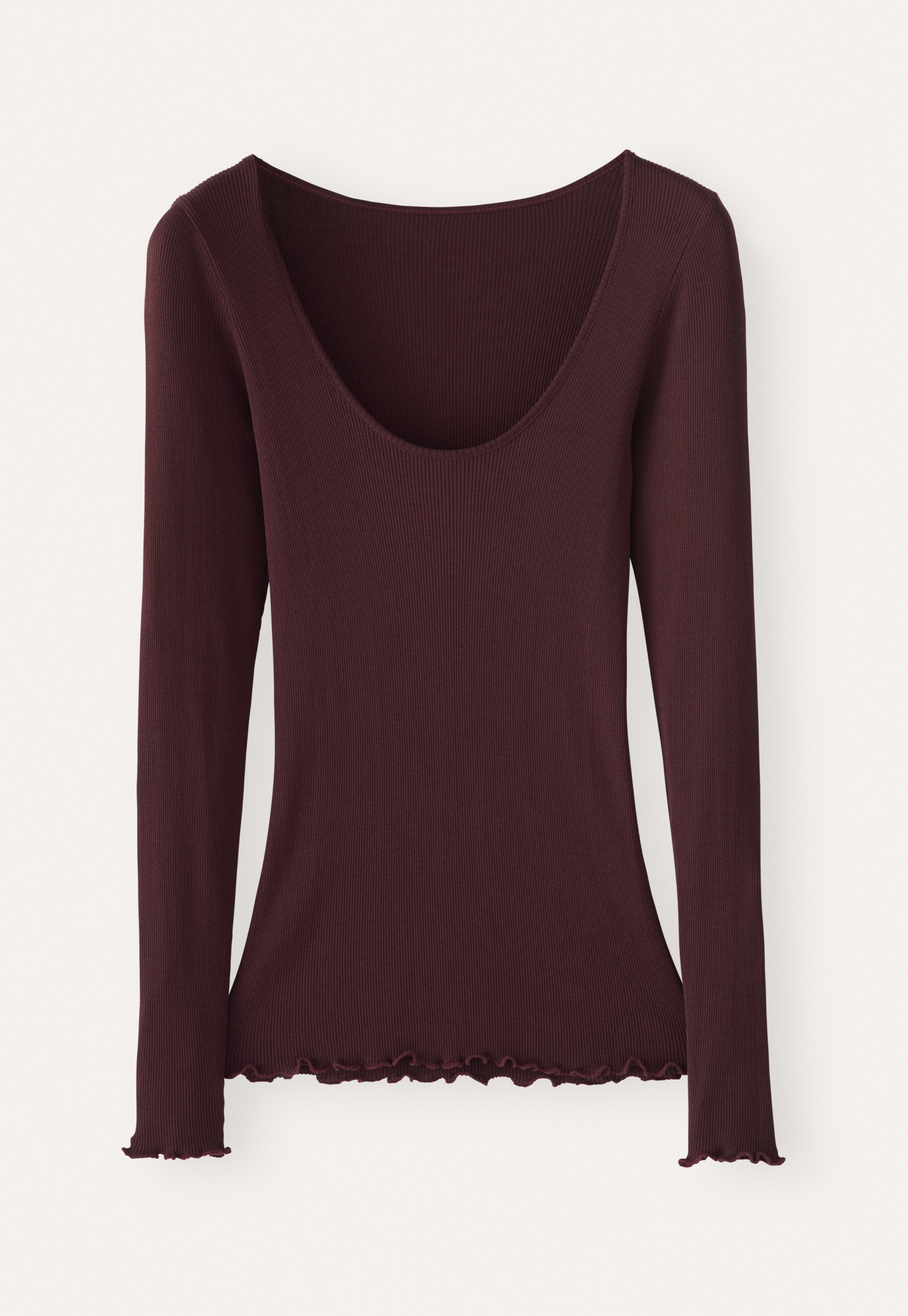 Silk & cotton rib scoop-neck top