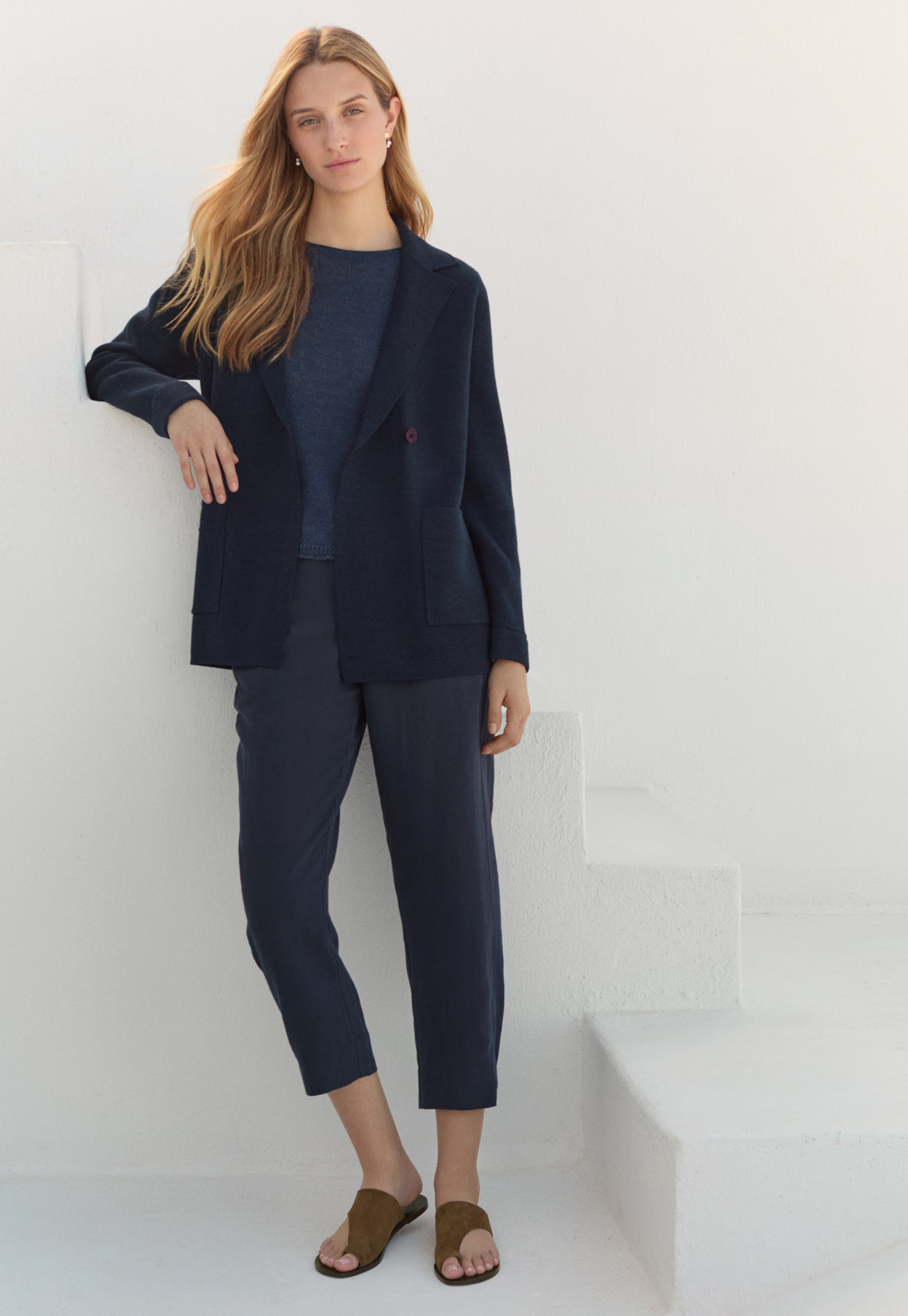Silk & linen side-panel trousers