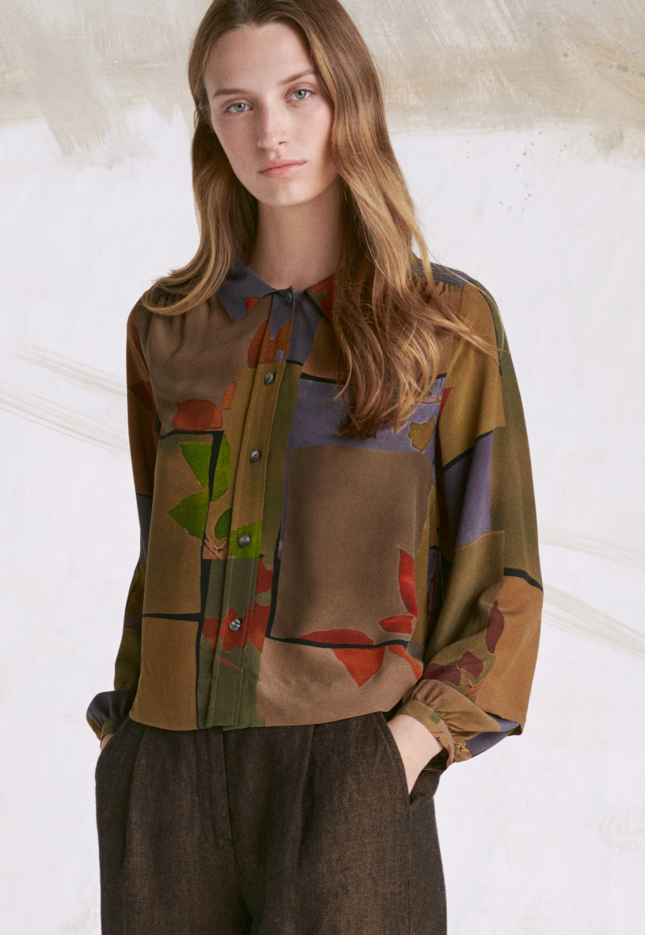 Printed silk blouse