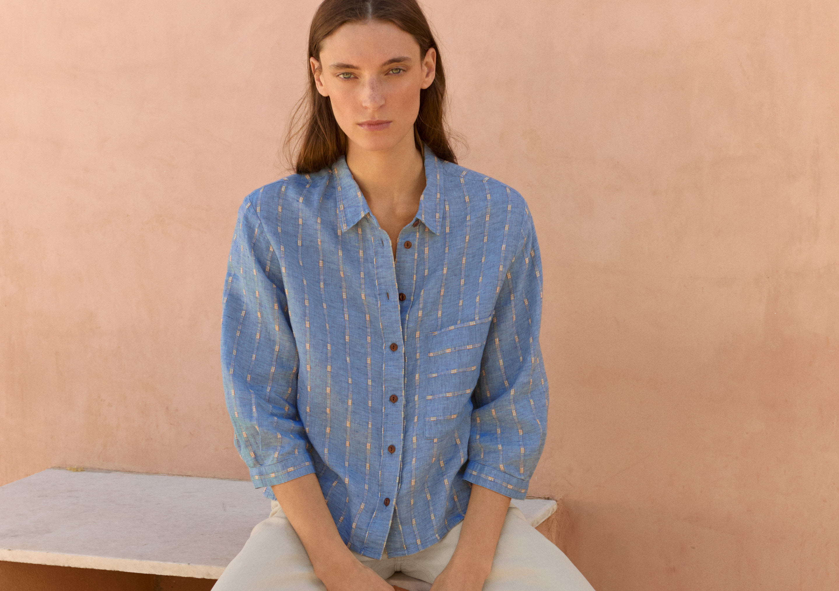 Linen & cotton striped shirt