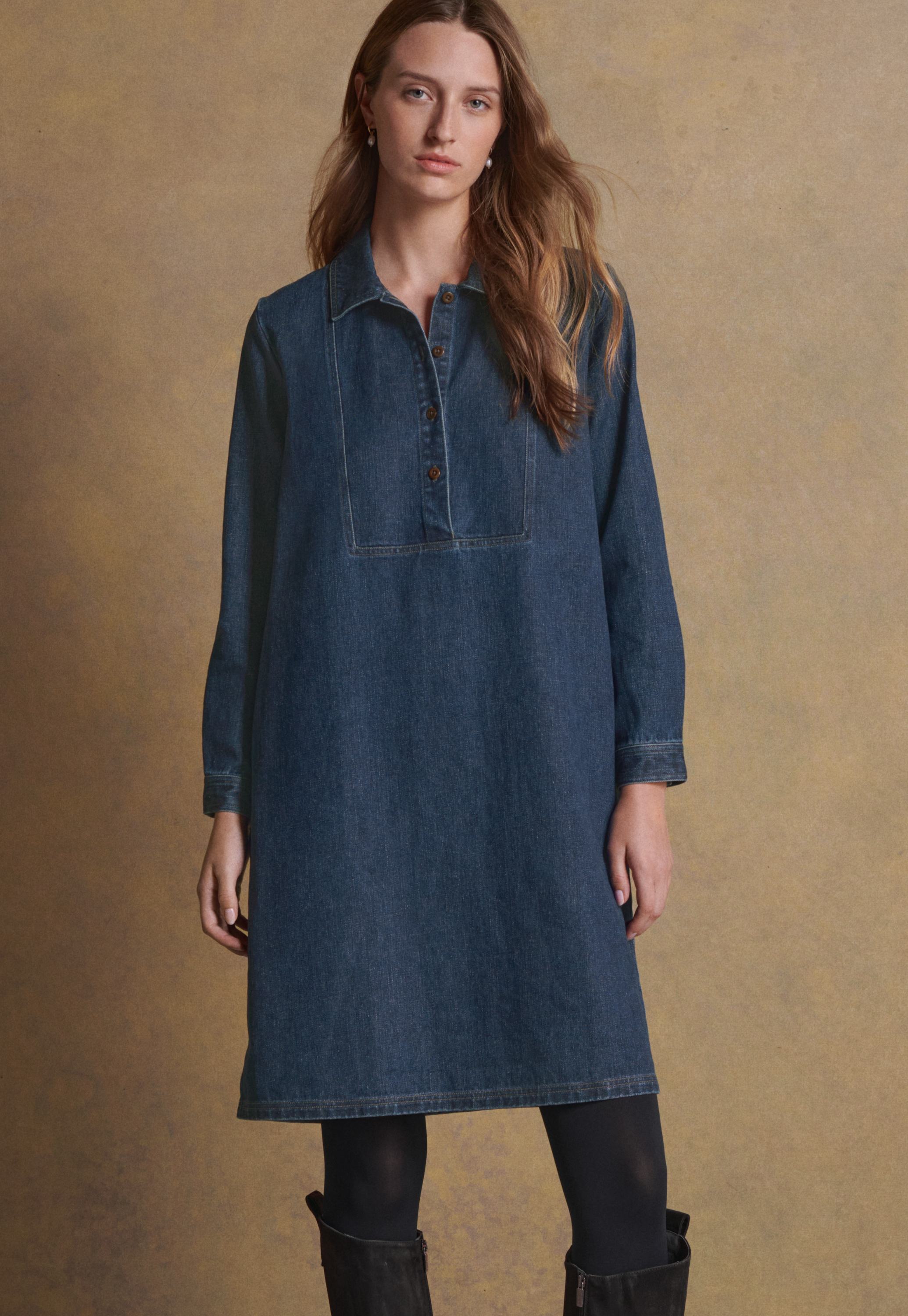 Indigo-dyed hemp & cotton dress