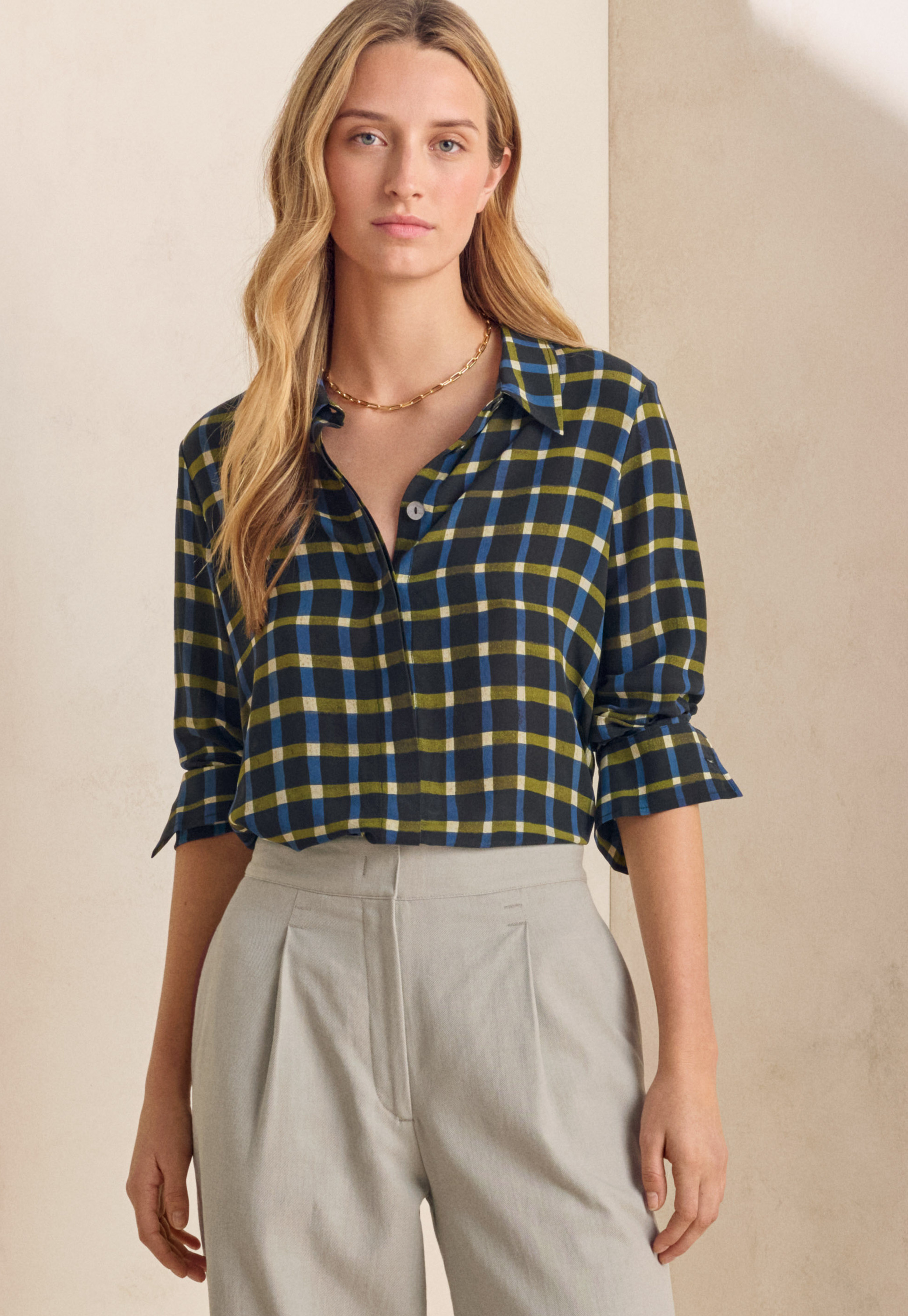 Printed silk blouse