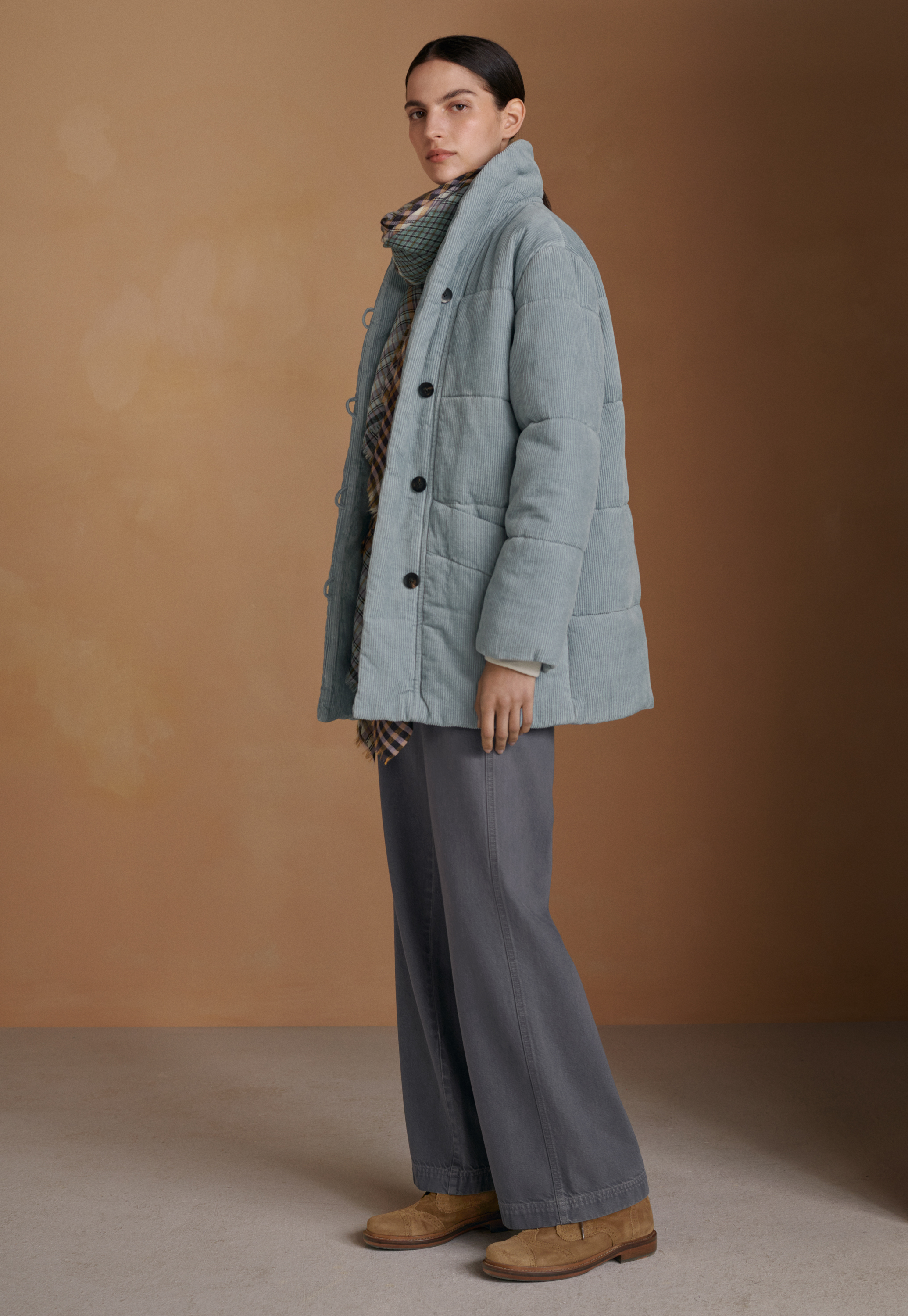 Padded shawl-collar coat
