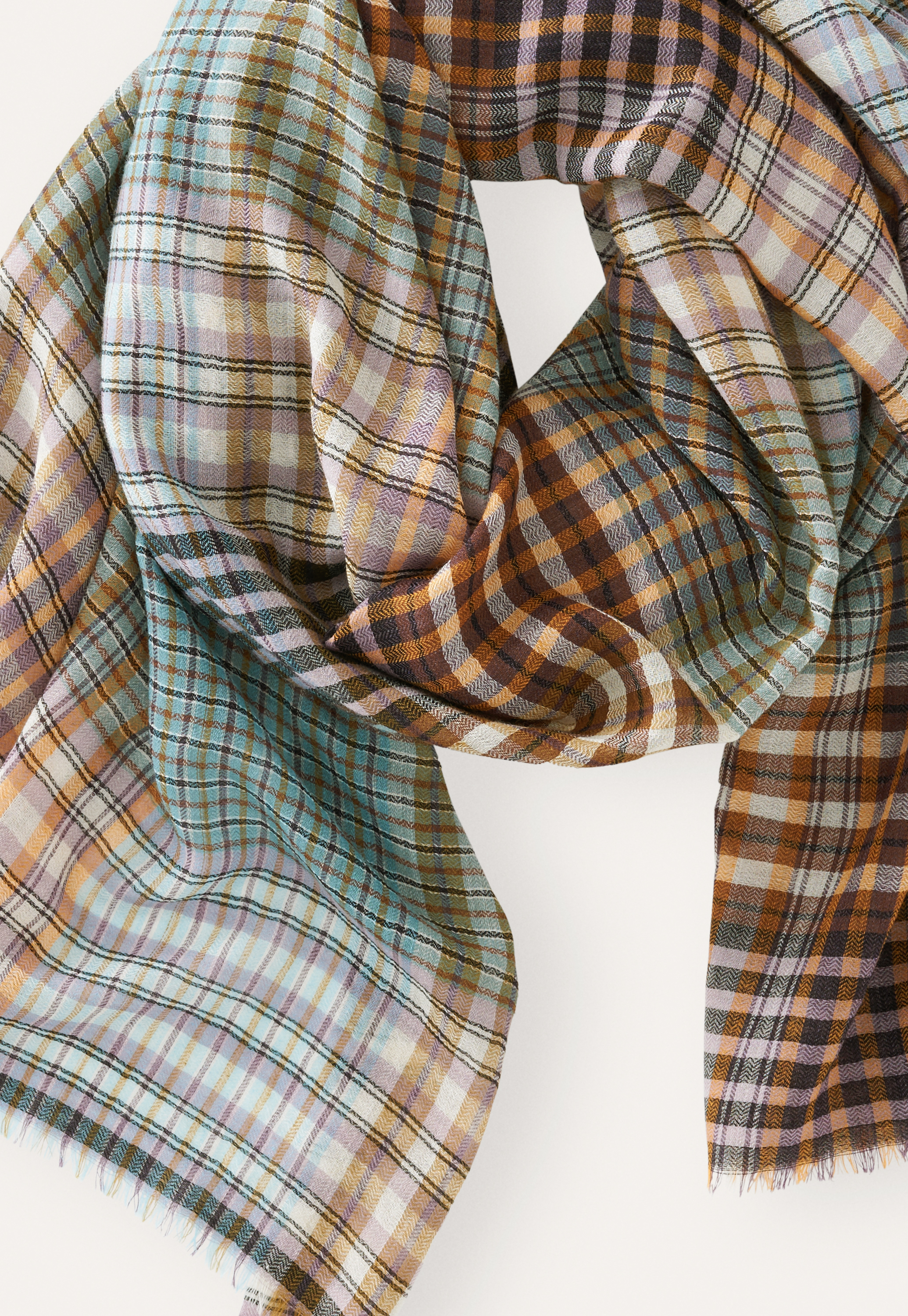 Wool-blend checked scarf