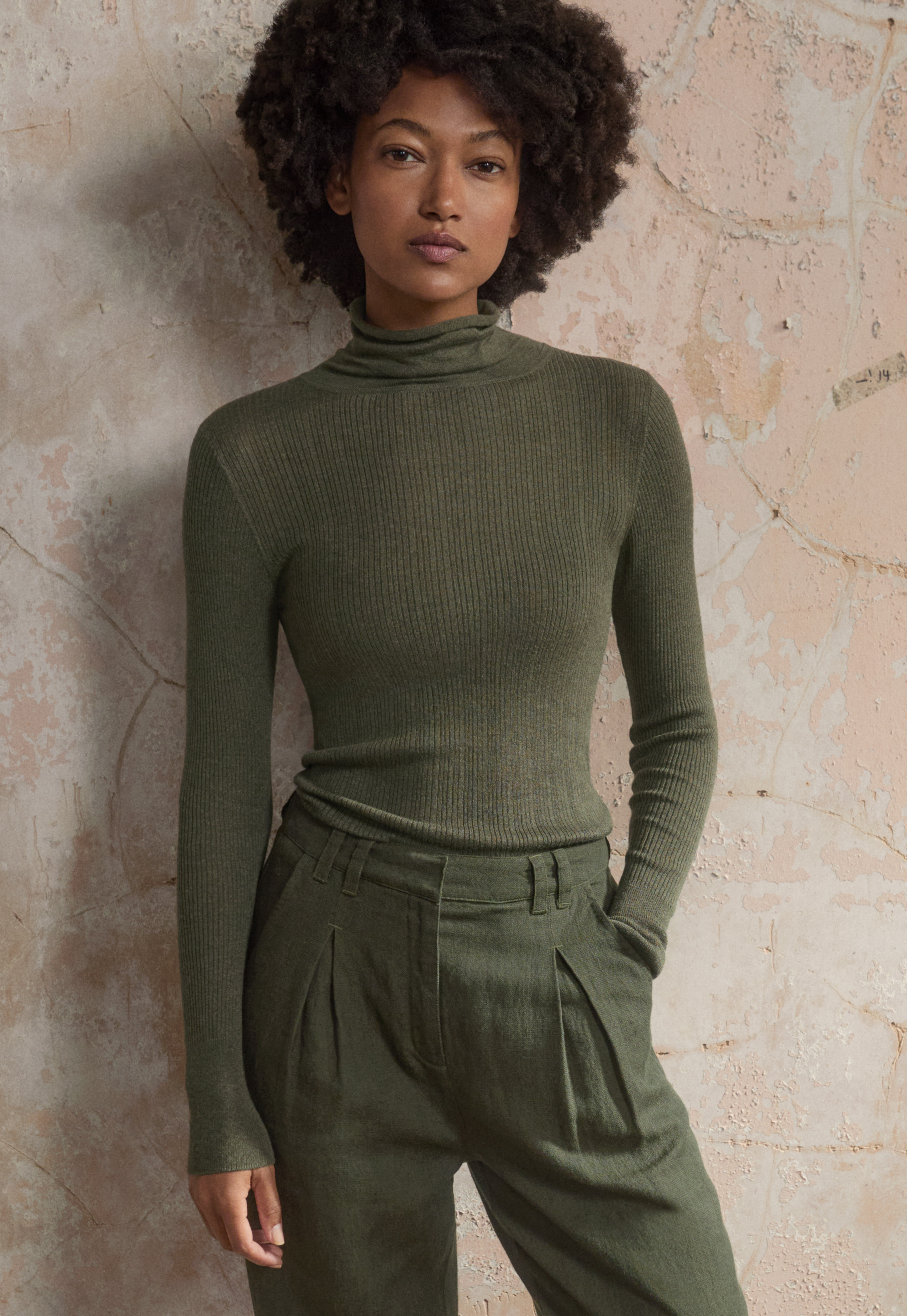 Silk cashmere rib sweater