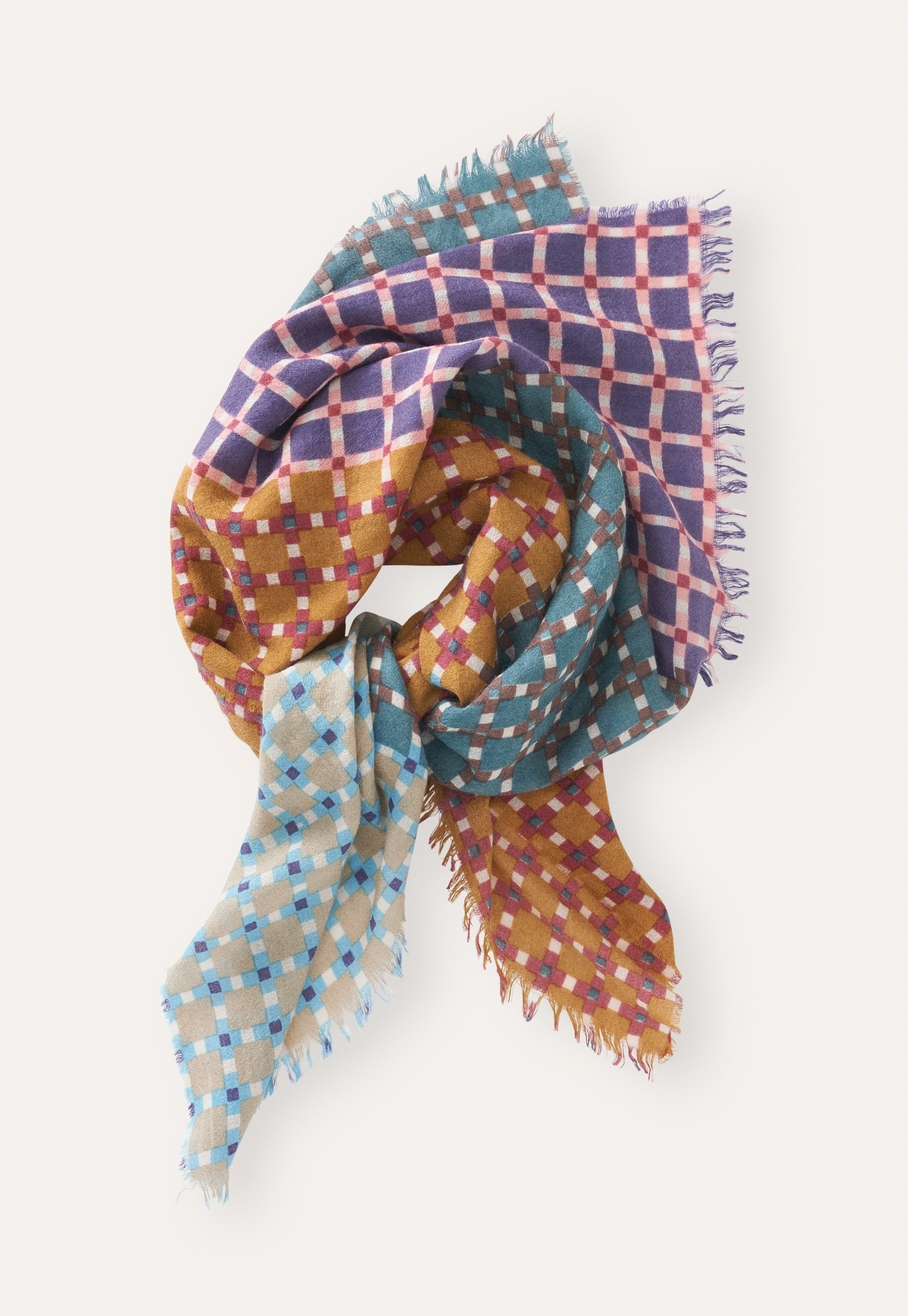 Wool-blend checked scarf