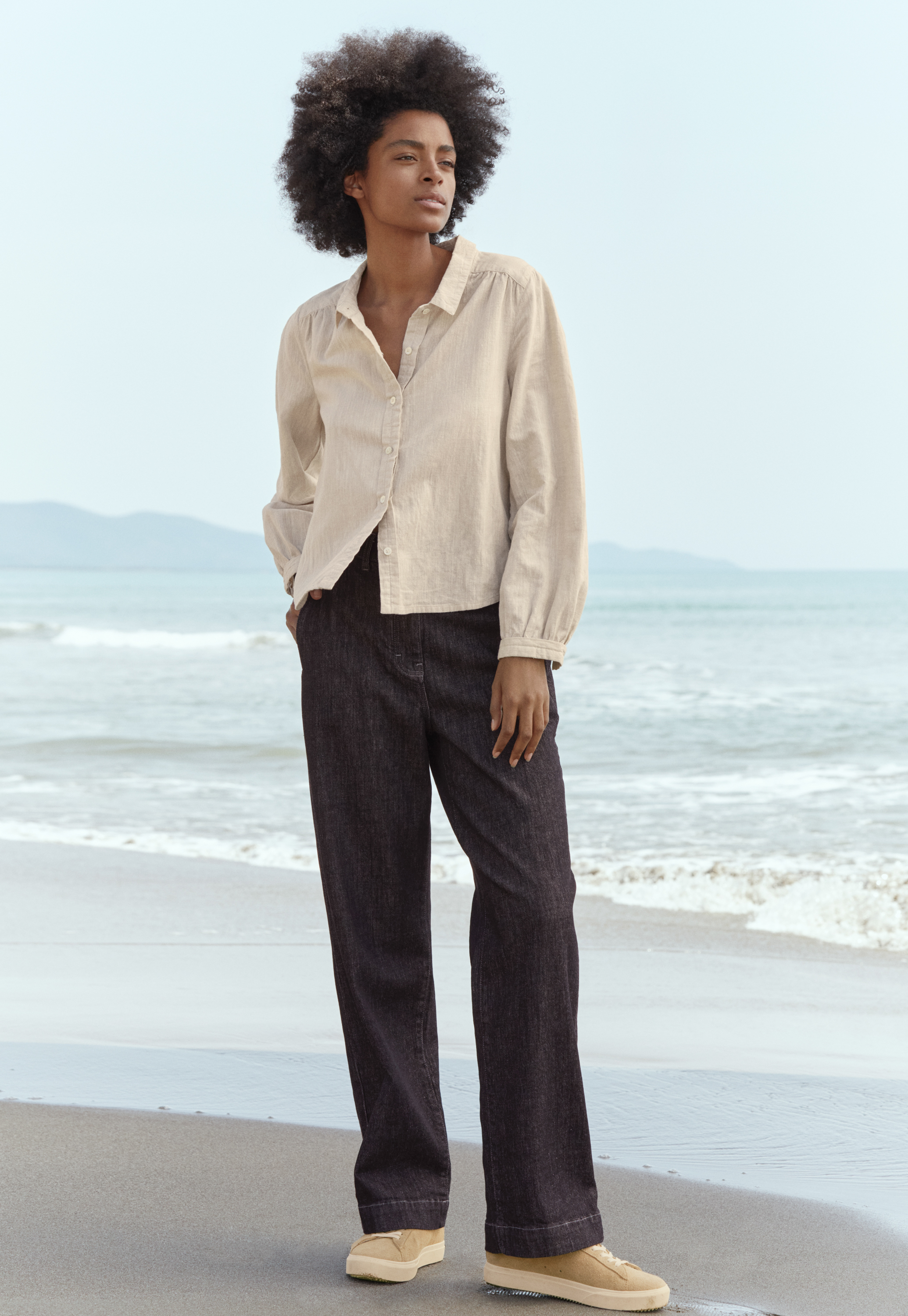 Black denim relaxed straight-leg jeans
