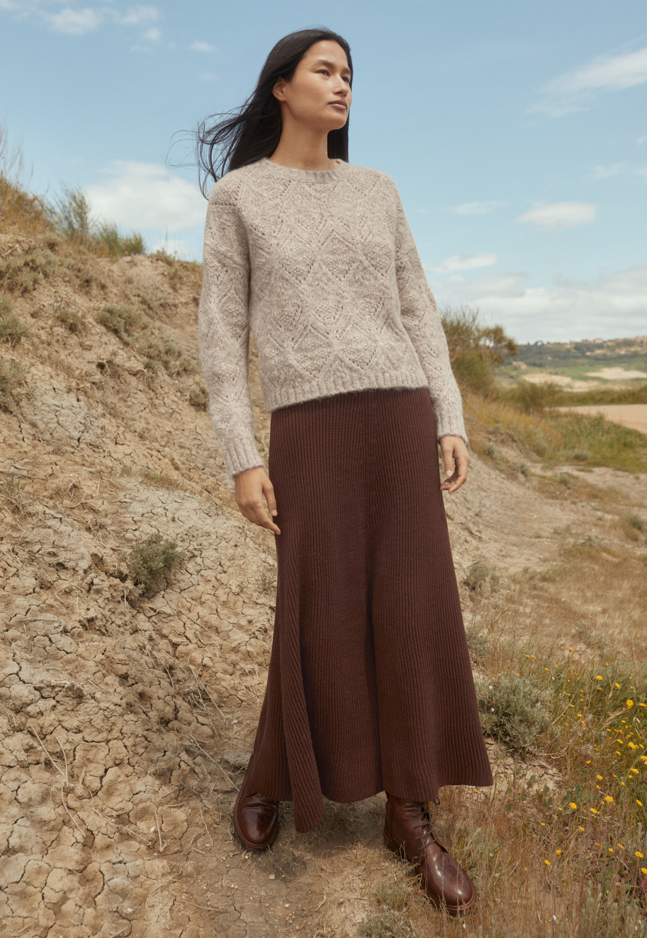 Knitted wool & cotton skirt