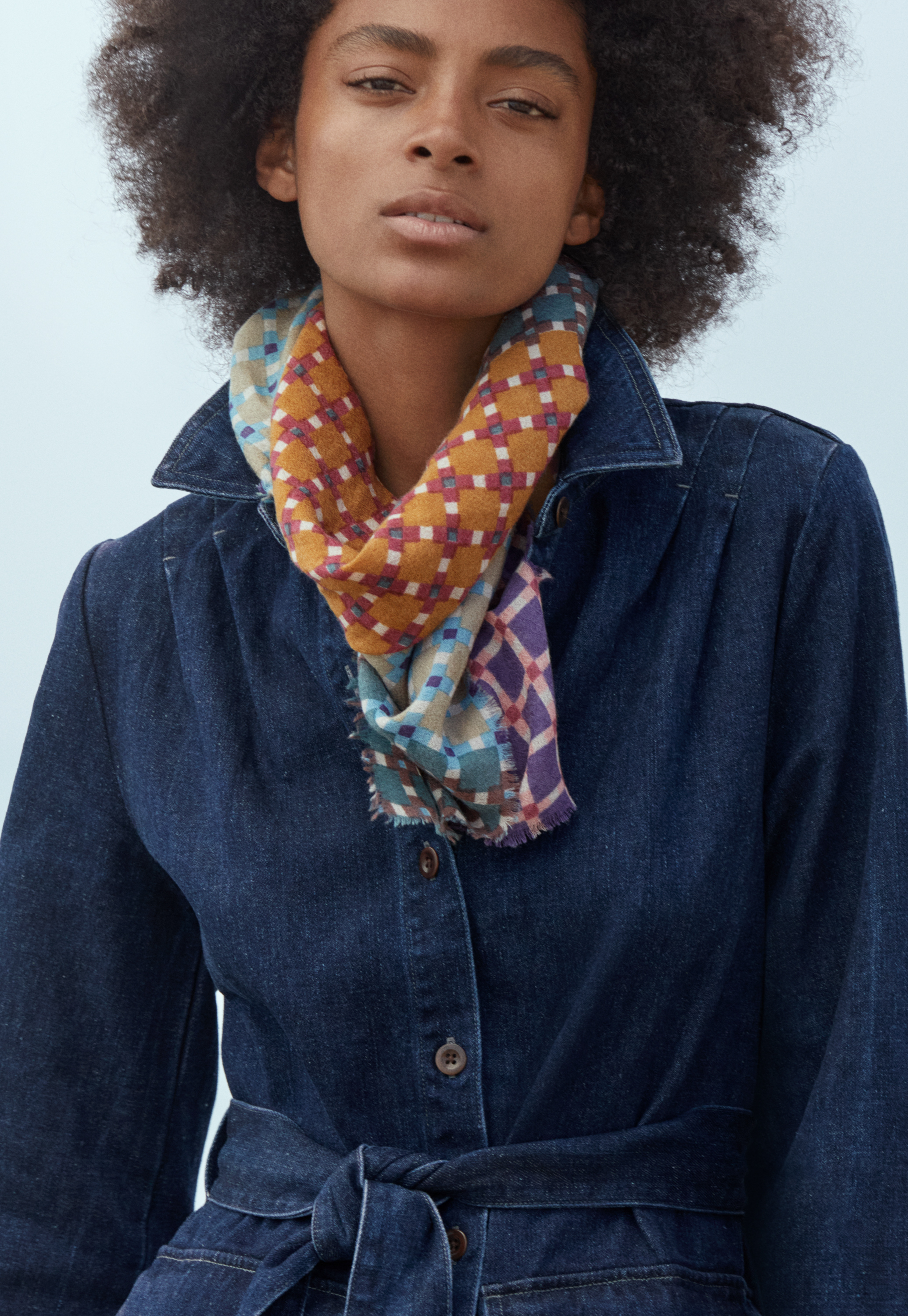 Wool-blend checked scarf