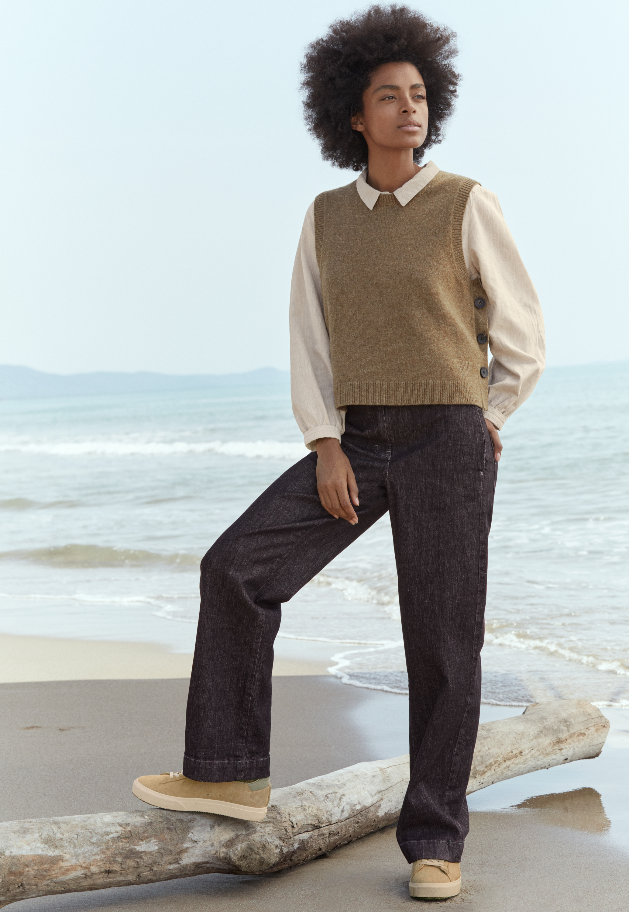 Black denim relaxed straight-leg jeans