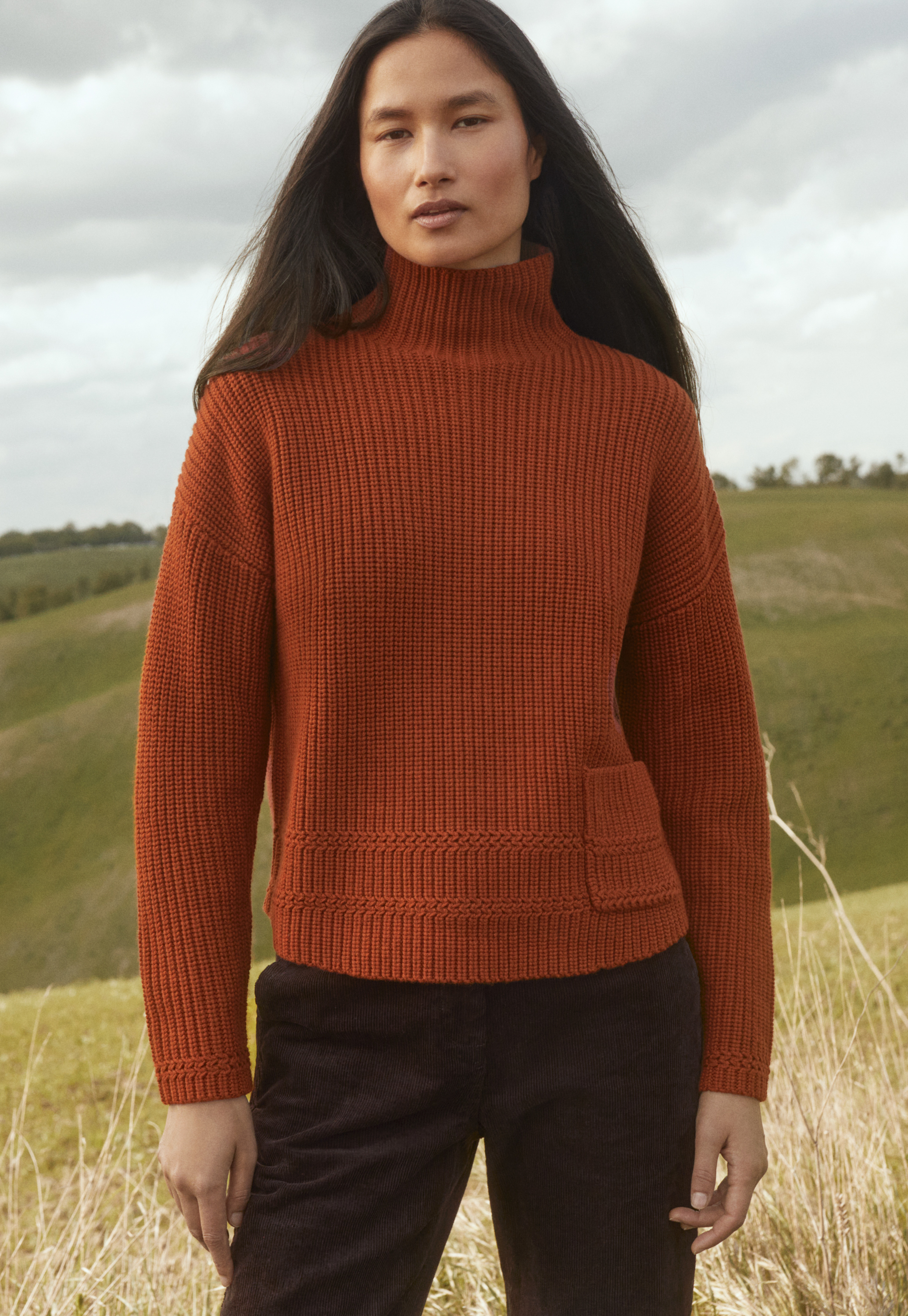 Cotton & wool funnel-neck sweater