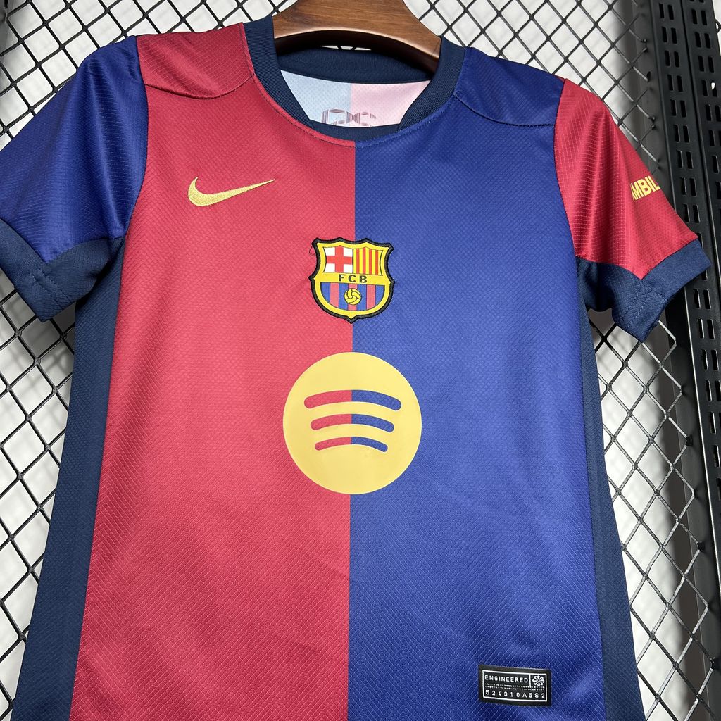 Barcelona 24-25 Home Stadium Kids Kit with Big Logo - UnitedFutballJersey
