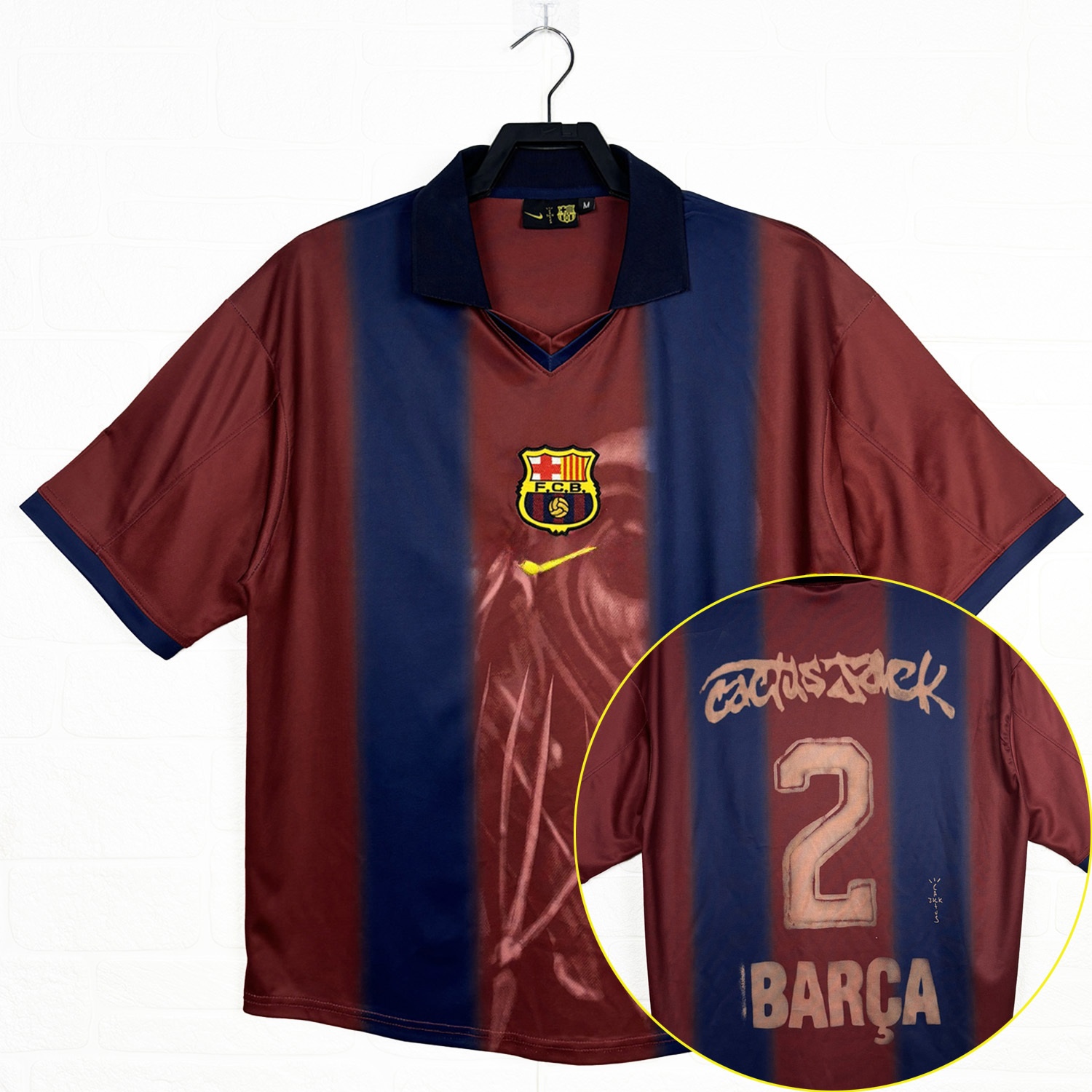 Barcelona x Travis Scott 2000-01 Home Retro Style Skeleton Jersey With Back Printing - Fans Version - UnitedFutballJersey