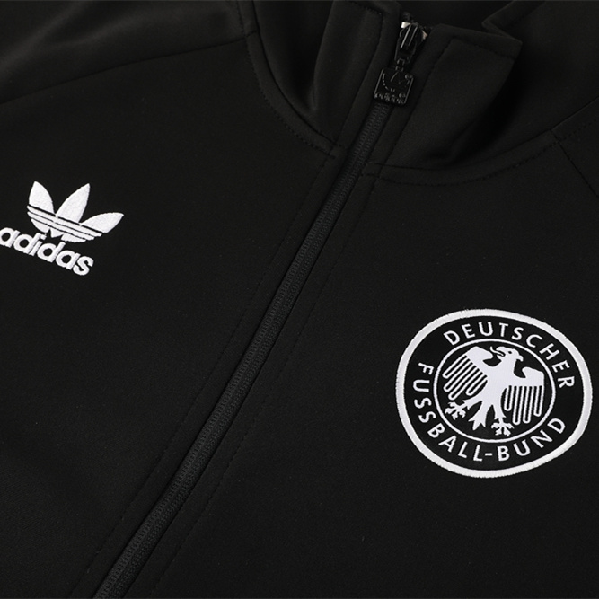 Germany 2024 Jacket Training Tracksuit - Black With Three Color Stripes - UnitedFutballJersey