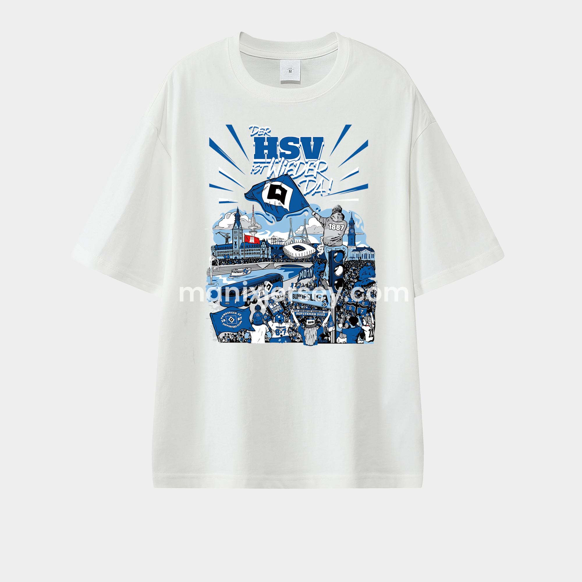 Hamburger SV DER HSV IST WIEDER DA 2024-25 2. Bundesliga Champion Unisex Pure Cotton T-shirt - UnitedFutballJersey