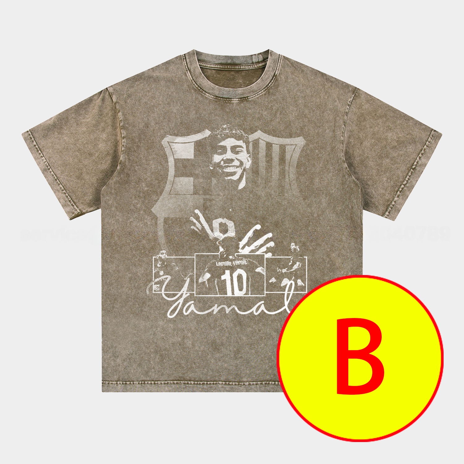 LAMINE YAMAL - Barcelona No. 10 Legend Continues 2025 Oversized Washed T-Shirt - UnitedFutballJersey