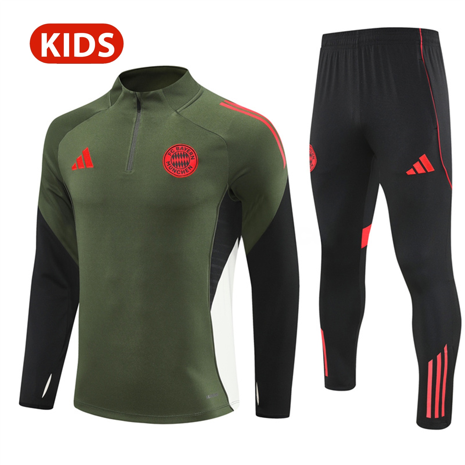 Bayern Munich 25-26 Kid Long Sleeves Training Set - Green Top & Black Pants - UnitedFutballJersey