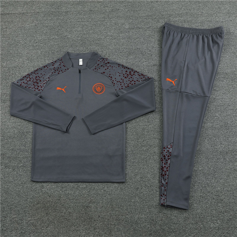 Manchester City 23-24 Long Sleeve Training Set -Dark Grey - UnitedFutballJersey
