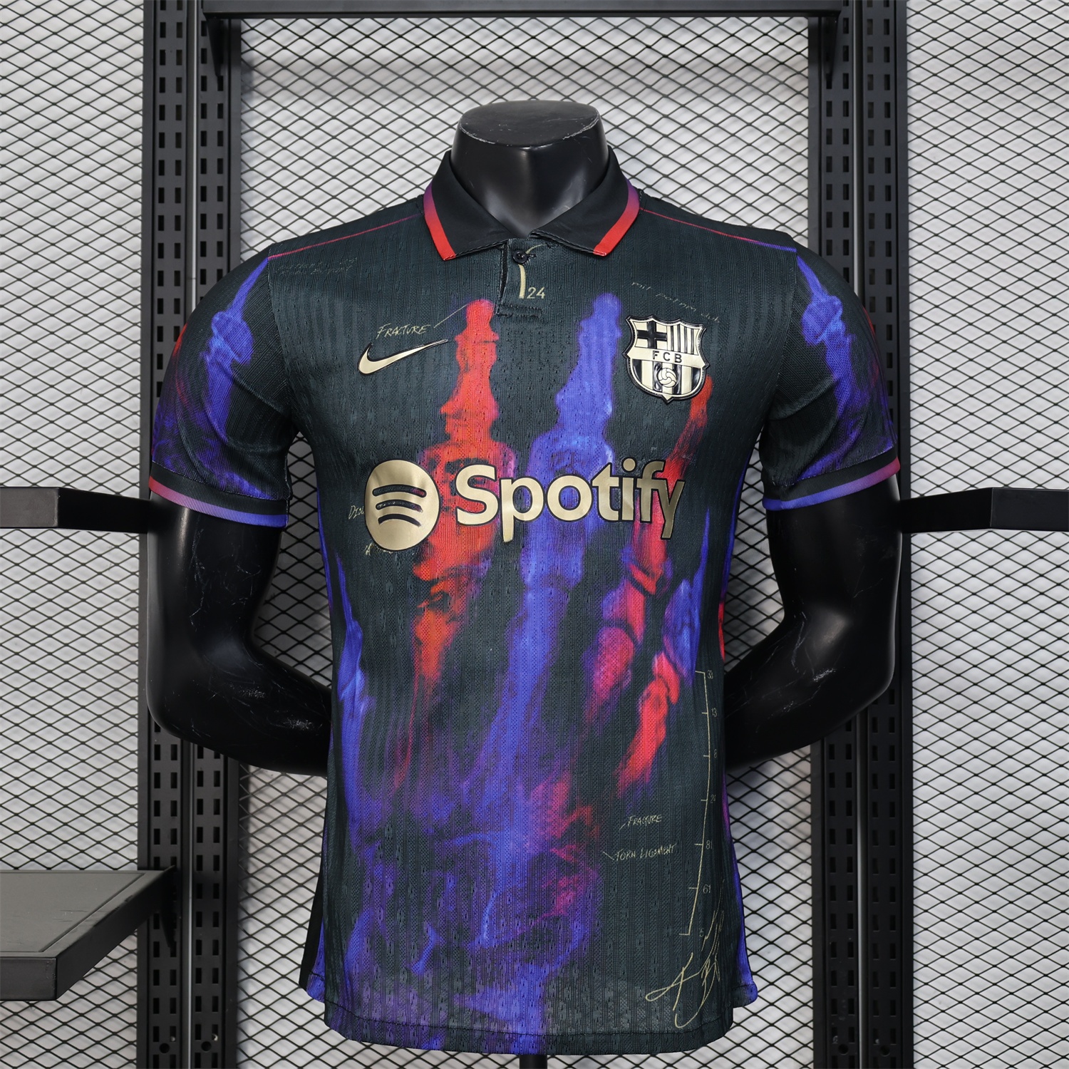 B.A.R.S.A 24-25 Red and Blue Hand Special Edition Jersey - Player Version - UnitedFutballJersey