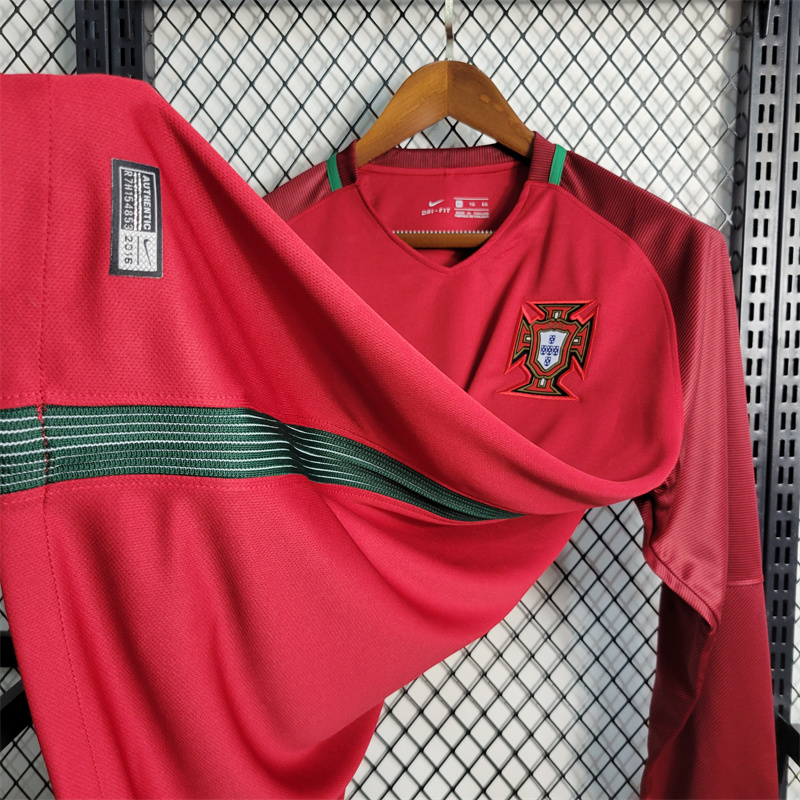Retro Portugal 16-17 Home Stadium Long Sleeve Jersey - UnitedFutballJersey