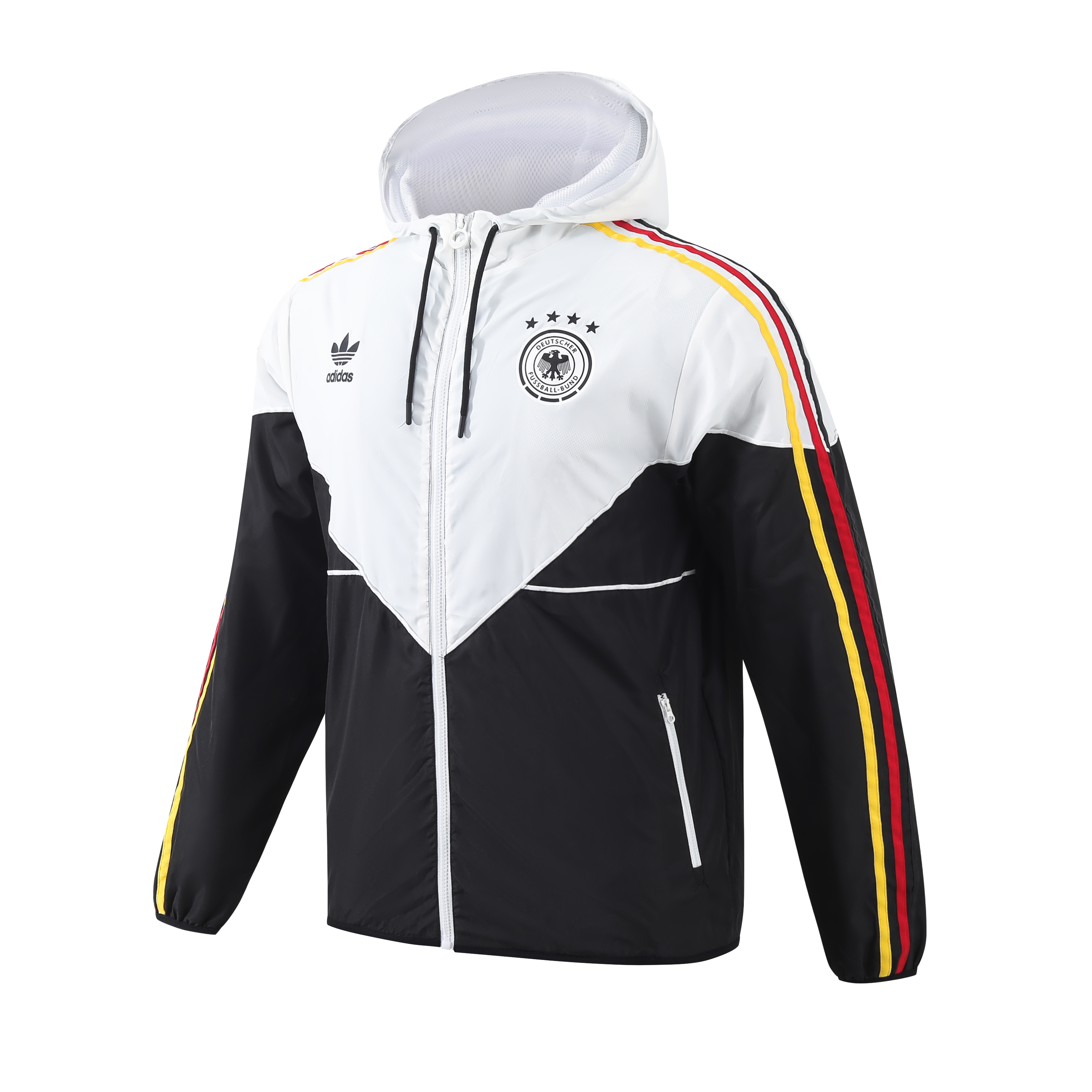 Germany 2024 National Flag Tricolor Hooded Windbreaker - Player Version - UnitedFutballJersey