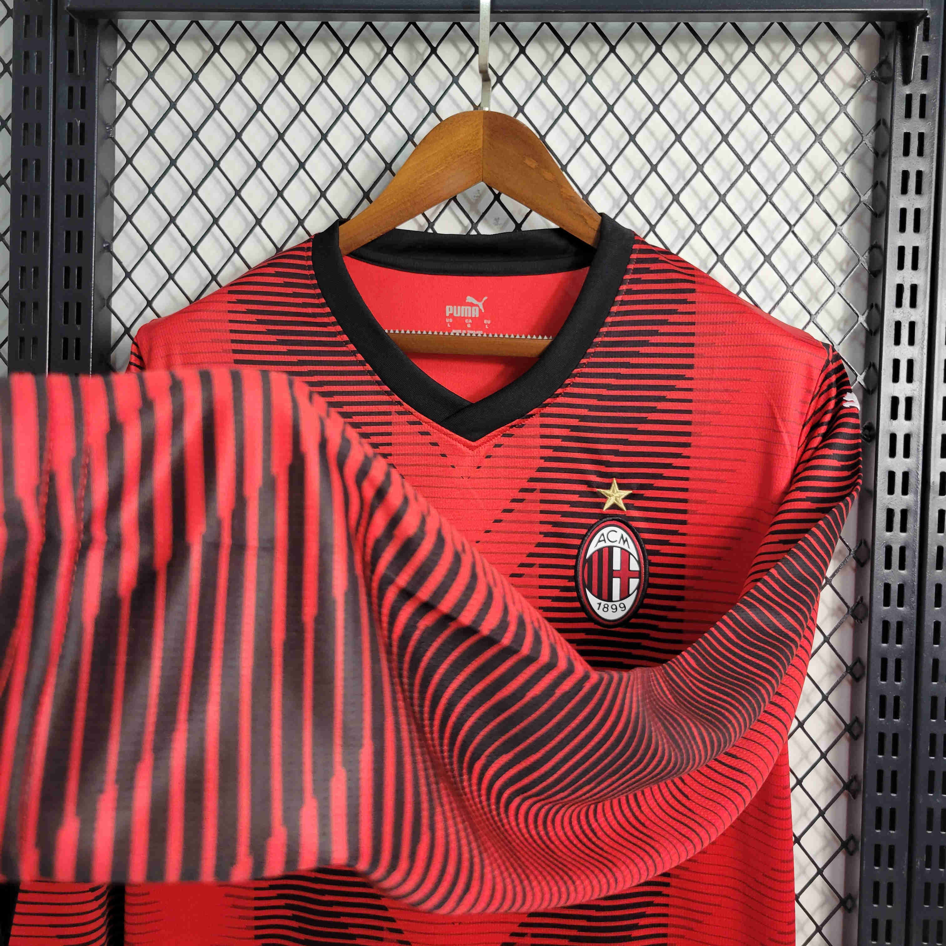 23/24 AC Milan Home Long Sleeve Jersey - Fans Version - UnitedFutballJersey