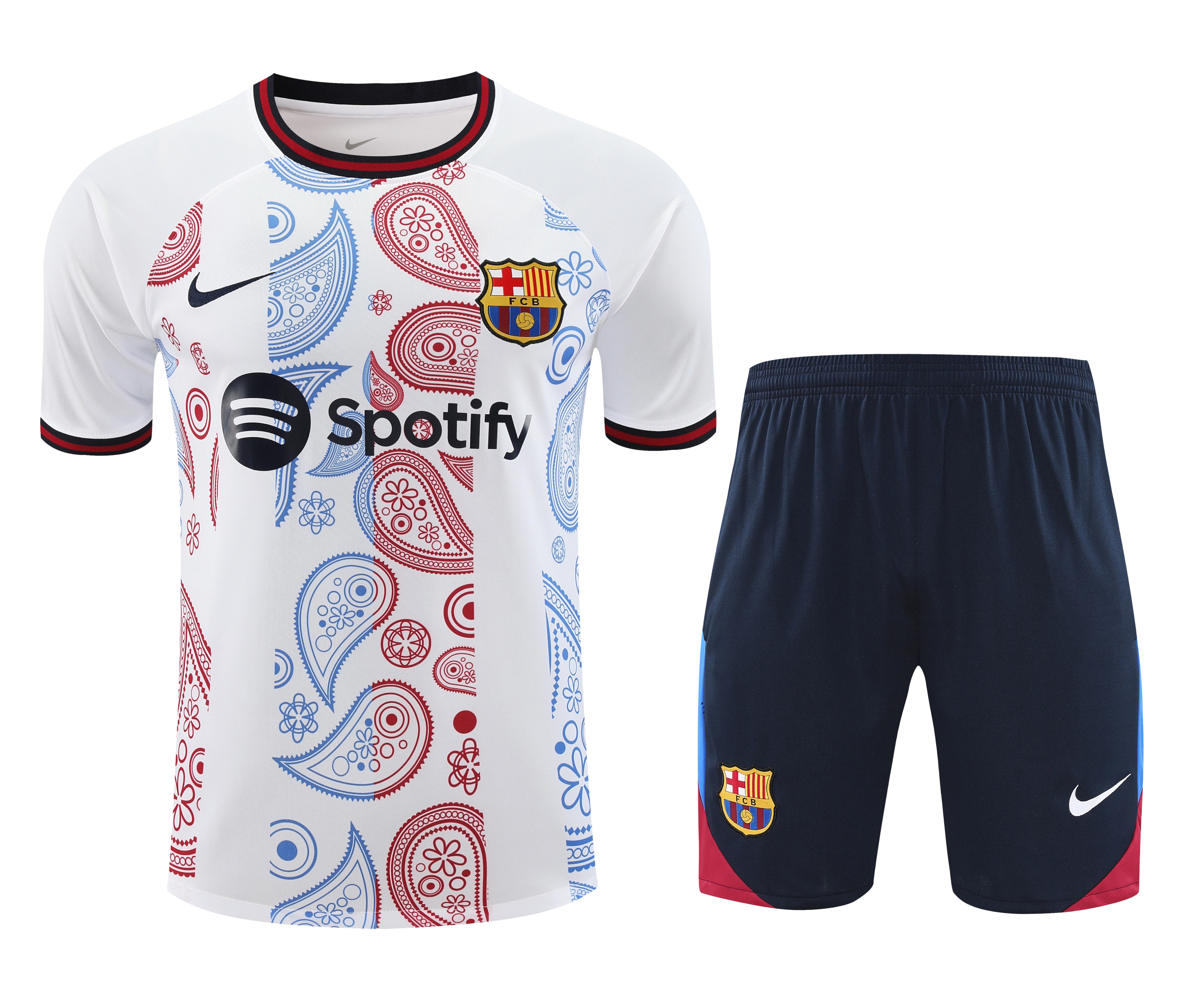 Barcelona 24-25 Short-Sleeve Training Set - White with Pattern - UnitedFutballJersey