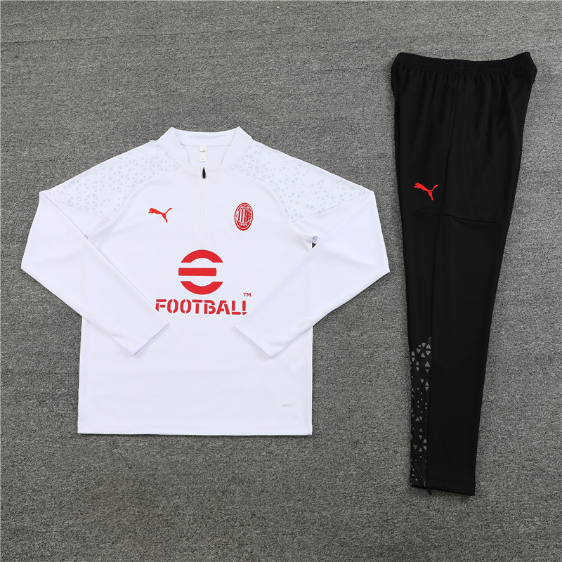 AC Milan 23-24 Kids Long Sleeve Training Set White - UnitedFutballJersey